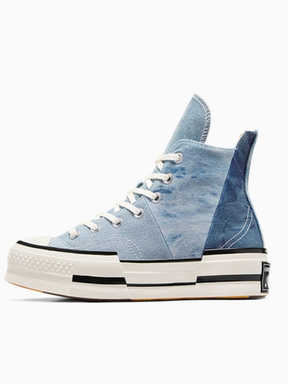 NEW Chuck 70 Plus Distressed Denim Converse Denim Patchwork High Top - 10 W 8 M - Picture 8 of 13